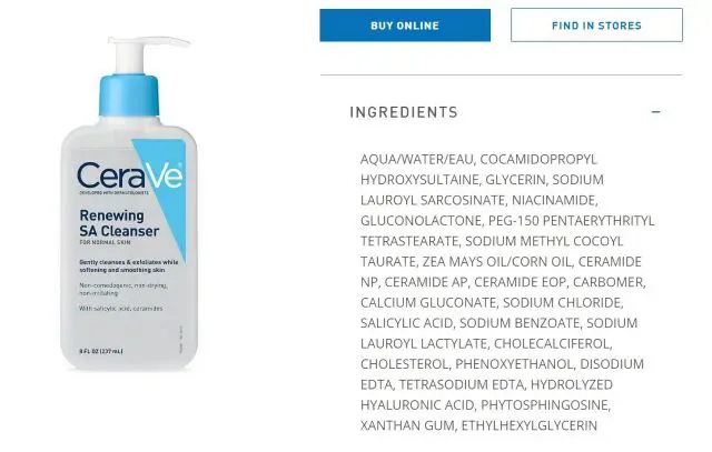 Ingredients Cerave Renewing SA Cleanser Website Resmi