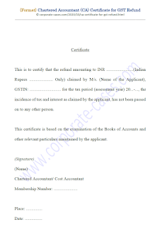 ca certificate format for gst refund