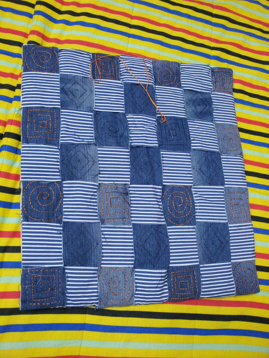 imprints handmade How to recycle old jeans quilt placemat