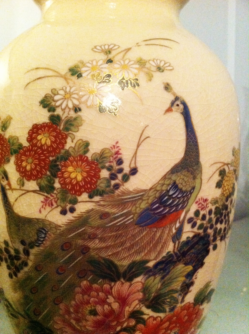 Lady Jane's Treasure Trove *SOLD* Vintage Japanese peacock vase 15