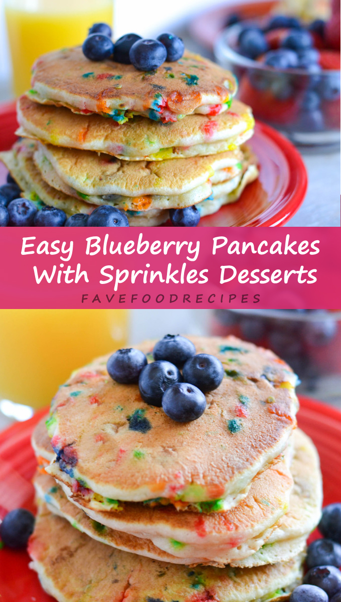 Easy Blueberry Pancakes With Sprinkles Desserts