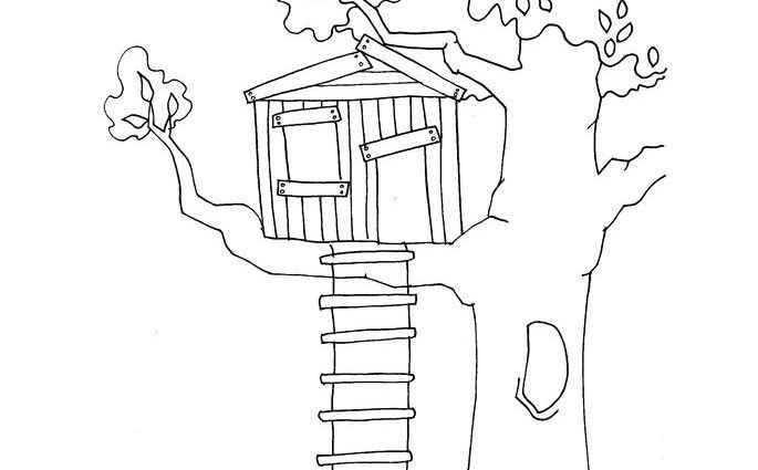 Colorear casa en un árbol - Jugar y Colorear