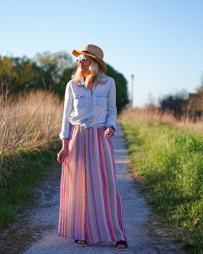 striped palazzo pants