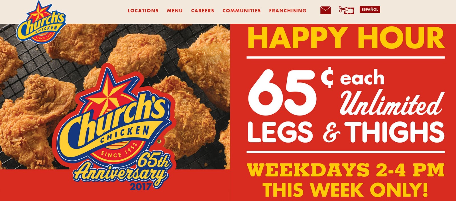 Ends April 21 Church's Chicken Offers Fried Chicken For Just 65 Cents