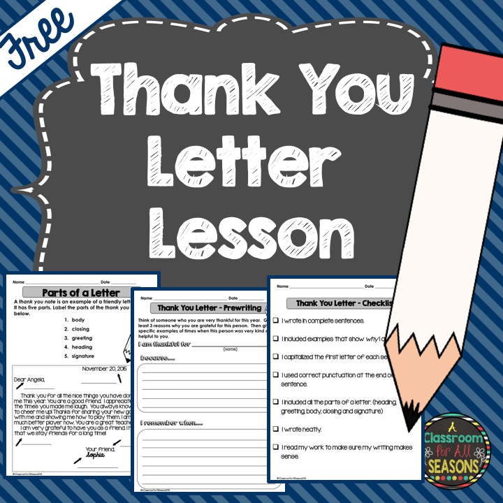 Classroom Freebies Too Thank You Letter Lesson