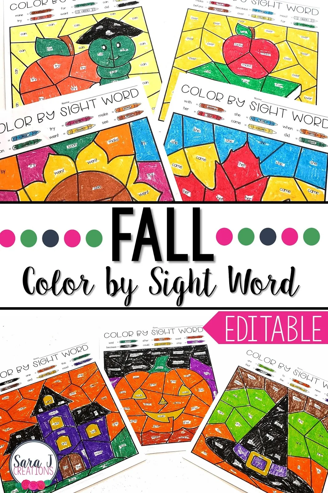 Editable Fall Color by Sight Word pages!!!! This is exactly what you need to make practicing sight words more fun this fall. You can easily differentiate for each student with a few quick clicks. Perfect for back to school, fall/autumn, Halloween and Thanksgiving.
