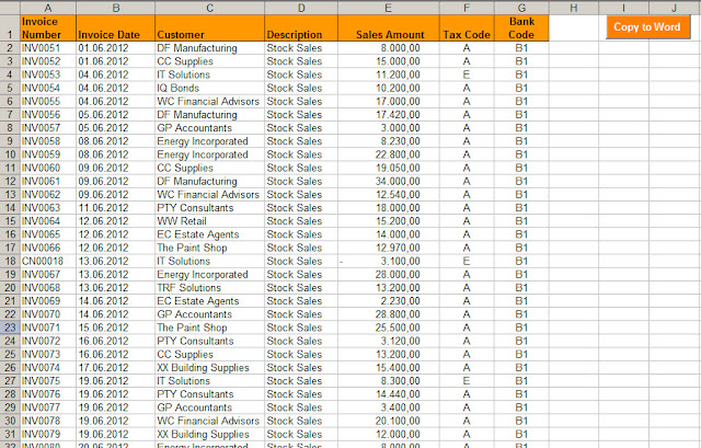 copy from excel to word