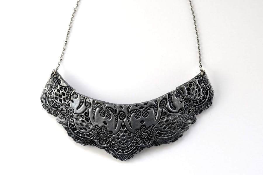 collar encaje imitació plata arcilla polimérica