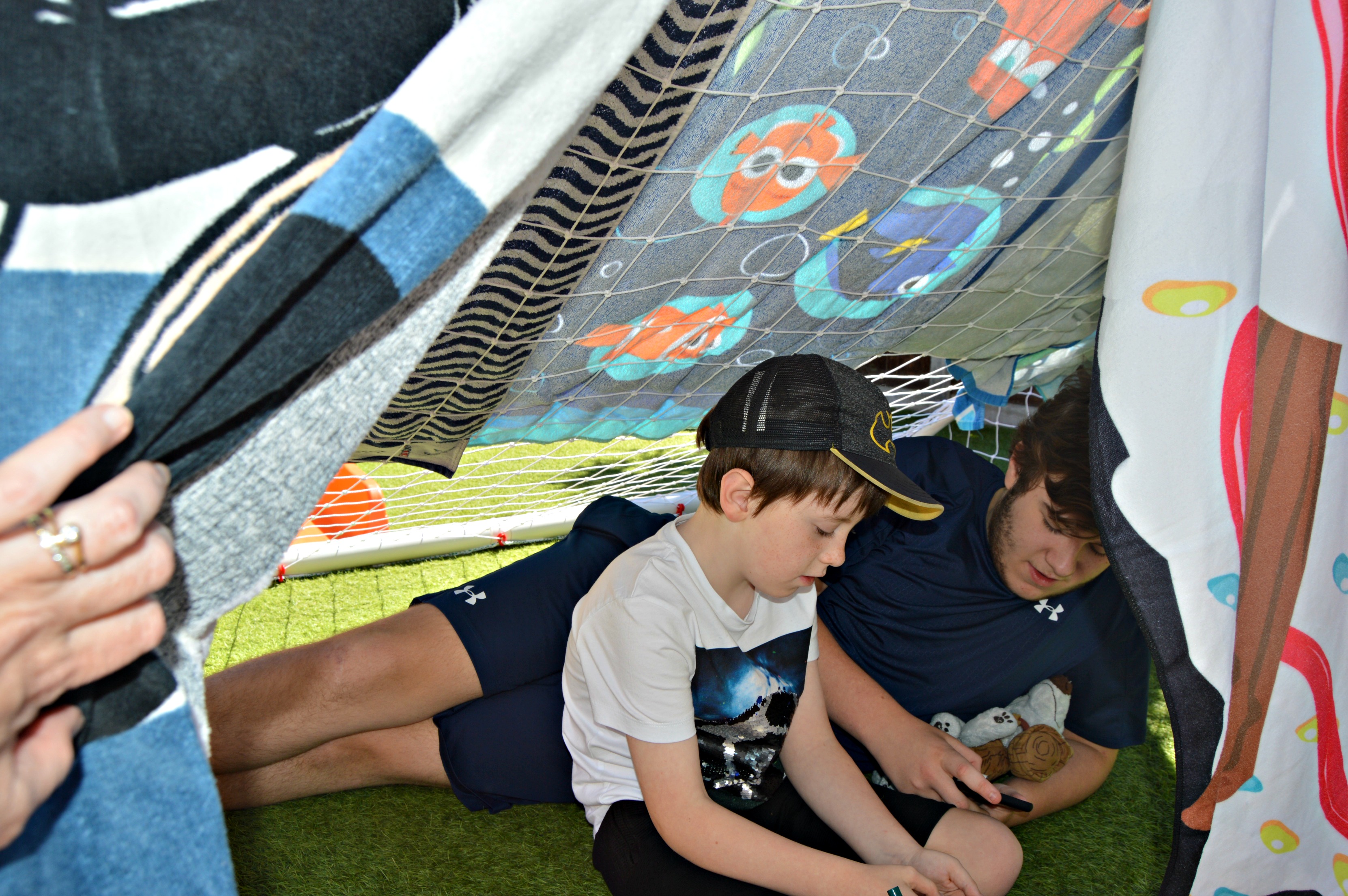 boys in a tent