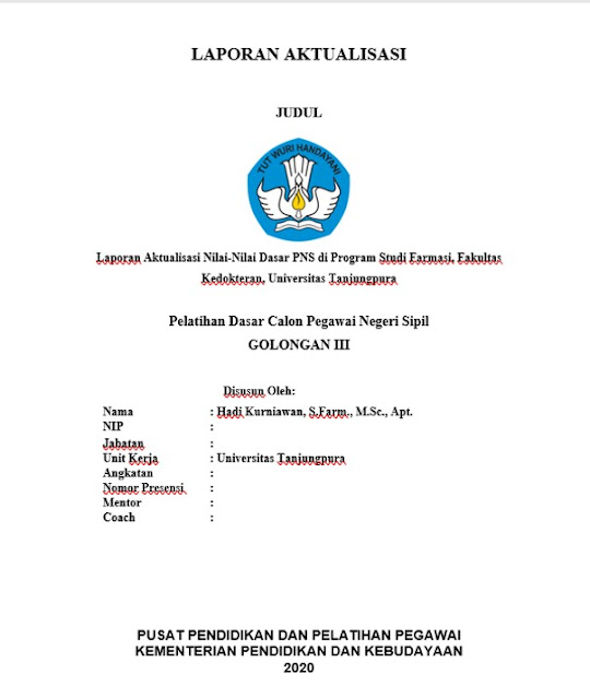 Contoh Muatan/Konten Laporan Aktualisasi Hadi Kurniawan Contoh Muatan/Konten Laporan Aktualisasi Hadi Kurniawan