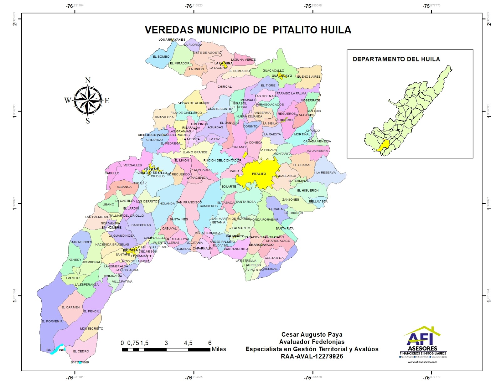 Mapa Veredas Municipio de Pitalito Huila Huila Sig