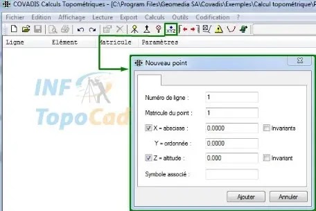 édition geobase, geobase covadis, éléments géobase, calculer les points, calcul topométriques, points topographique, rattachement, altimétrique, station, covadis geobase.