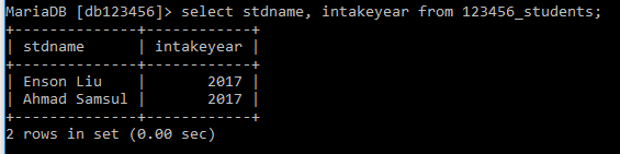 Database Laboratory: Select and Display data from Table using SQL