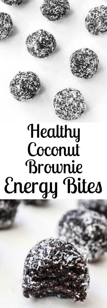 Dark Chocolate Coconut Fudge Brownie Energy Bites- a delicious healthy snack or dessert!