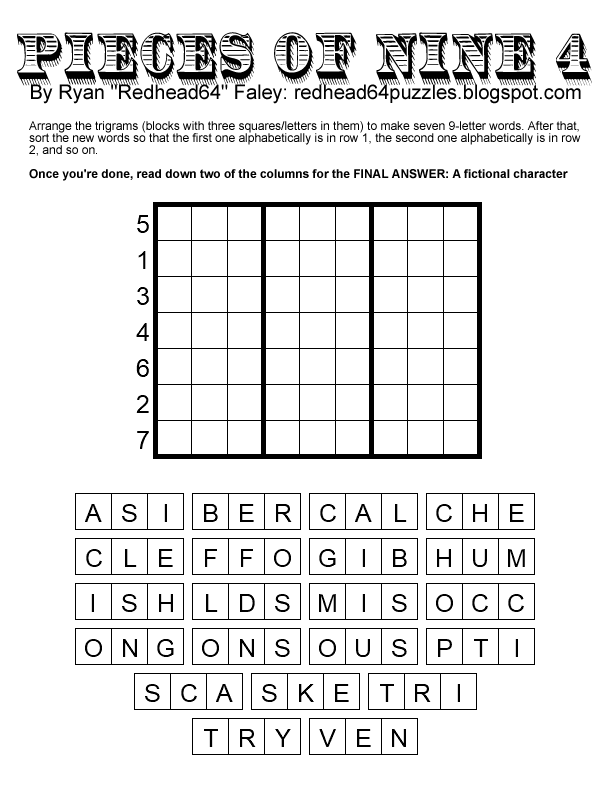 Redhead64's Obscure Puzzle Blog! 𝗗𝗢𝗨𝗕𝗟𝗘 𝗦𝗘𝗩𝗘𝗡𝗦 𝗠𝗢𝗡𝗧𝗛! PUZZLE #186