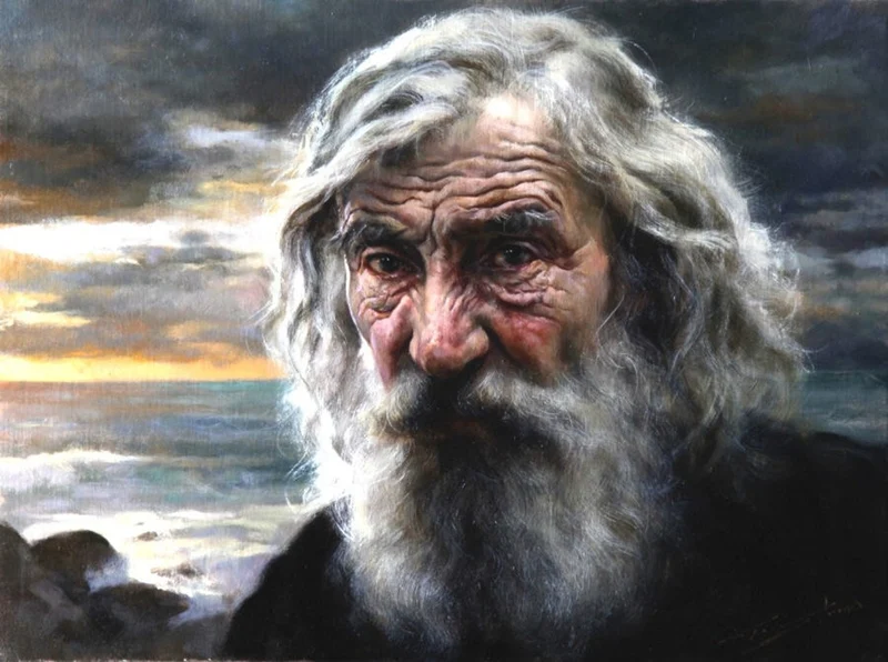 Gianni Strino - Italian Realist painter - Old Man and the Sea