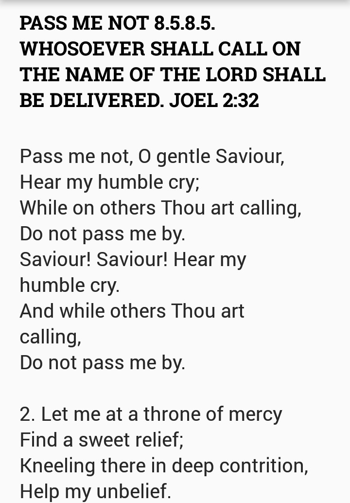 Tonic solfa of Pass me not o gentle Saviour (Ma koja mi Olugbala)