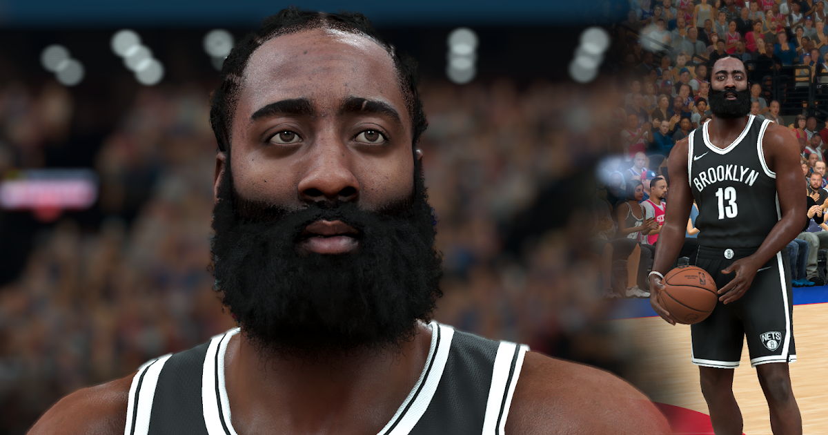 NBA 2K22 James Harden Cyberface with Hair Update and Body Model by PPP Shuajota NBA 2K23 Mods