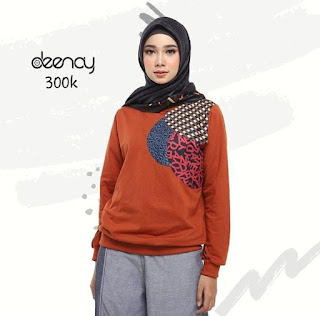 DEENAY BUBBLE SWEATSHIRT & DENIM STRIPED KULOT