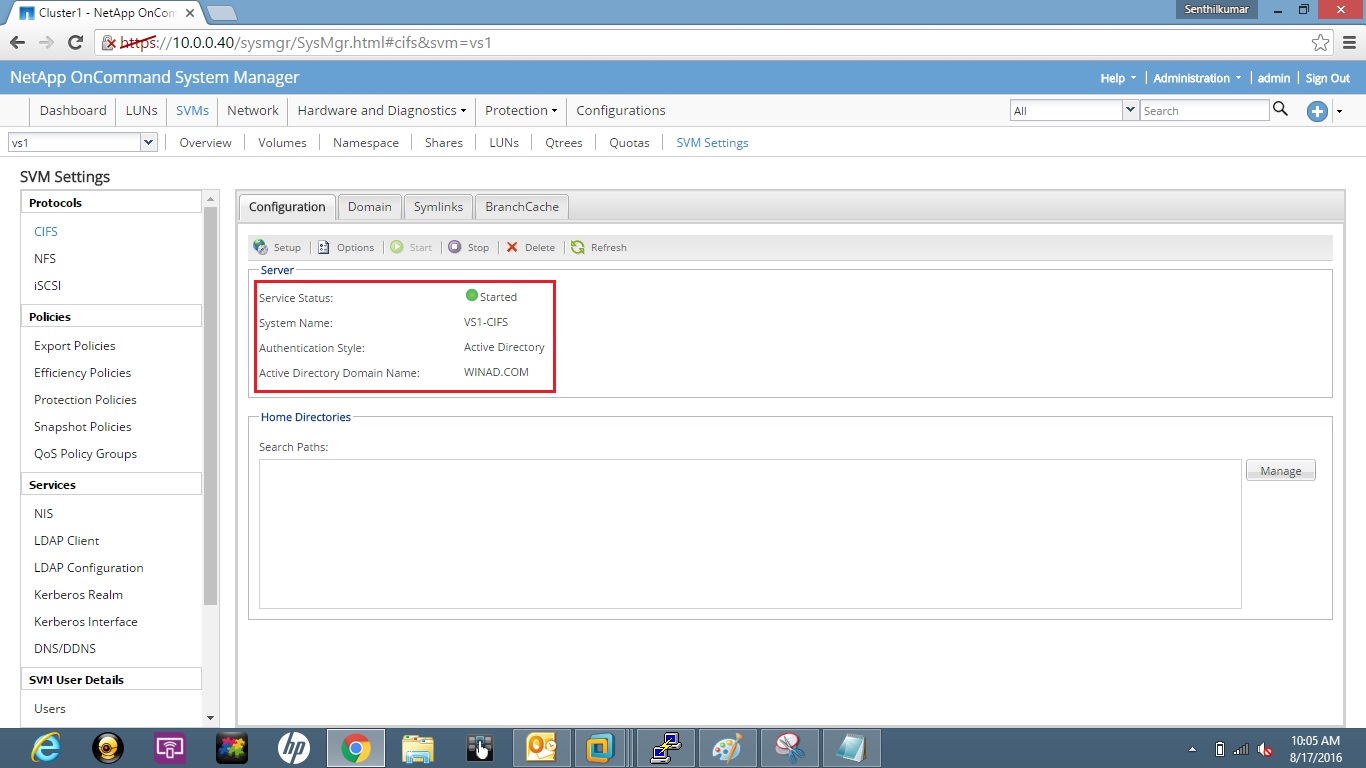 Remote Infrastructure Management Clustered Data Ontap 9 CIFS Configuration