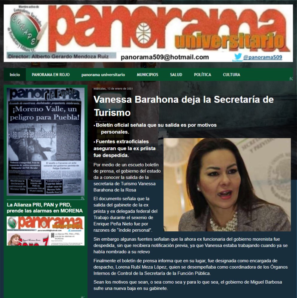 Vanessa Barahona deja la Secretaría de Turismo