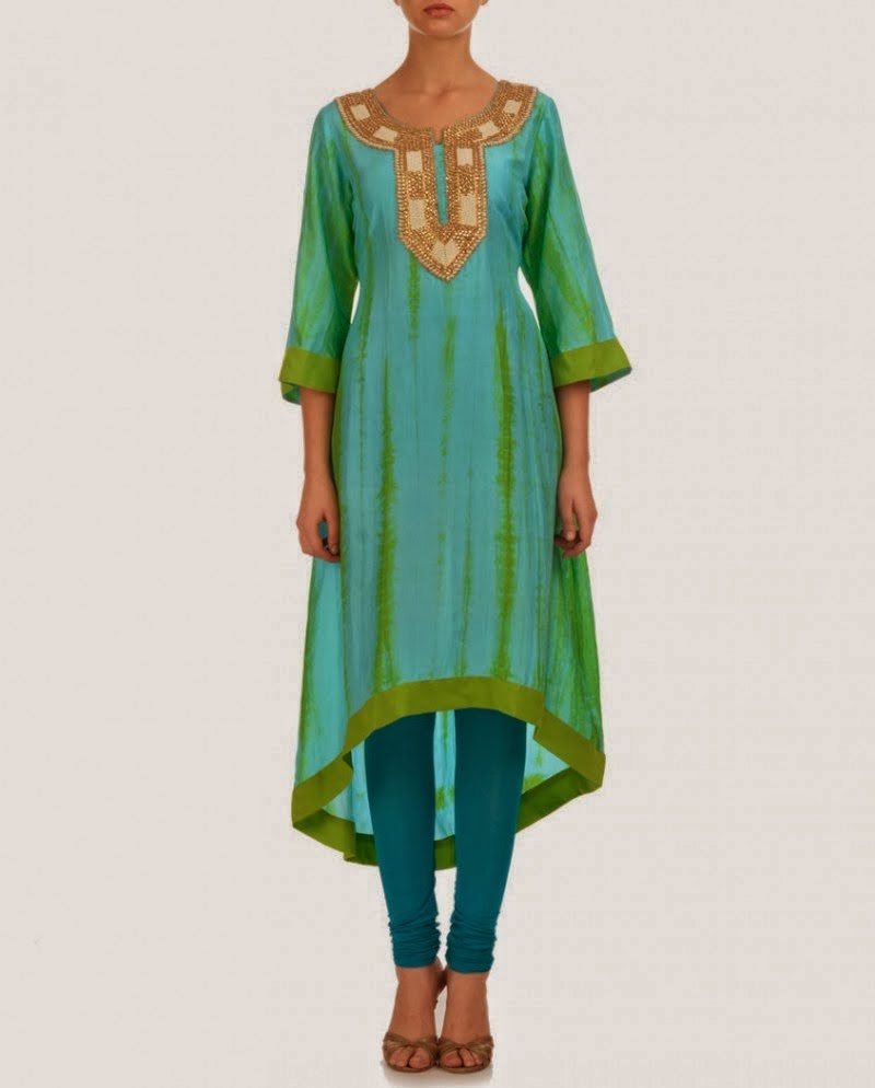 Elegant And Simple Designs Of Frocks With Churidar Shalwar For Summer ...