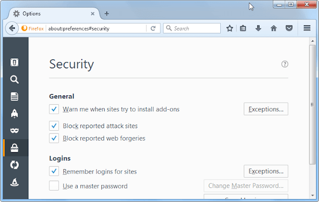 block suspicious sites of firefox