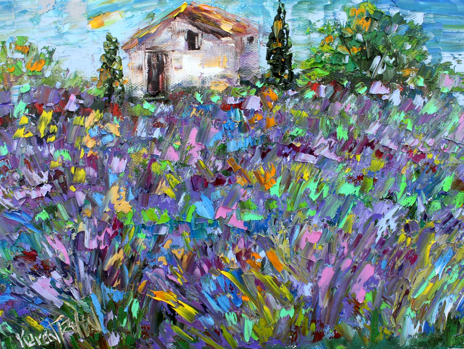 Palette Knife Painters, International Vineyard landscape and Lavender