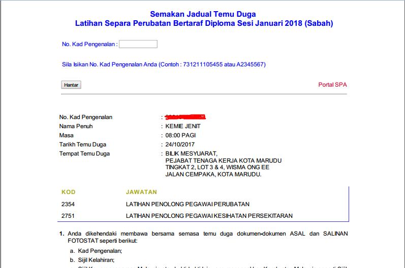 Sabah spa8 Semakan Status