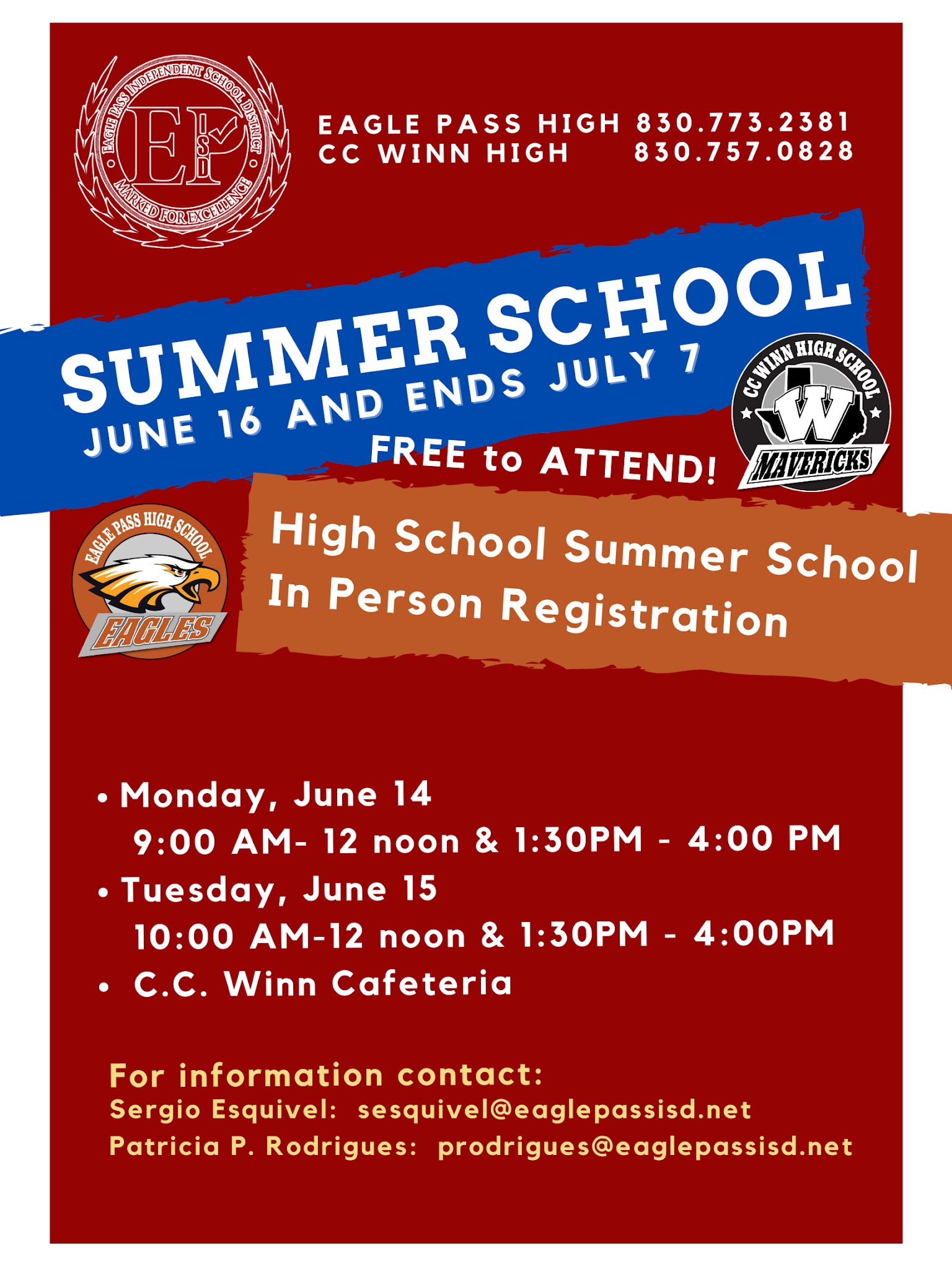 Eagle Pass ISD iVision High School Summer School Registration OPEN NOW
