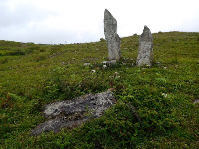 Monoliths scattered on the hills outside the Mawphlang Sacred Forest, Meghalaya