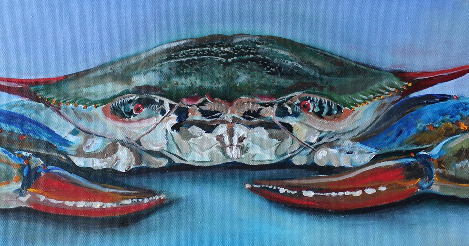 Galveston Crab Coastal Art by Kristine Kainer