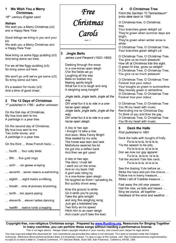 Non Religious Christmas Carols 