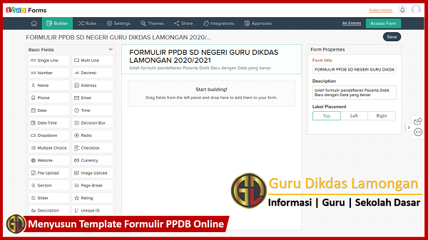 Formulir PPDB Online Dengan Zoho Forms Cukup 5 Menit