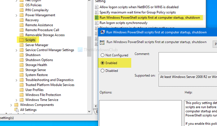 Exécutez d'abord les scripts Windows PowerShell lors de la connexion, de la déconnexion, du démarrage et de l'arrêt de l'utilisateur