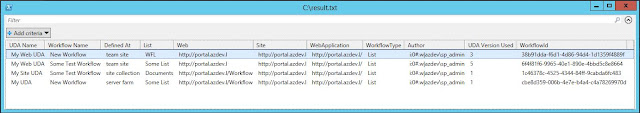 Nintex Workflow UDA Usage report with URLs