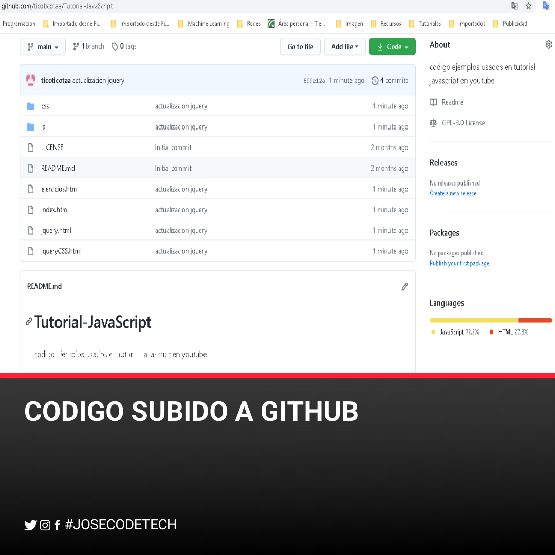 HTML, CSS, JAVASCRIPT: Codigos de los ejemplos en GitHub