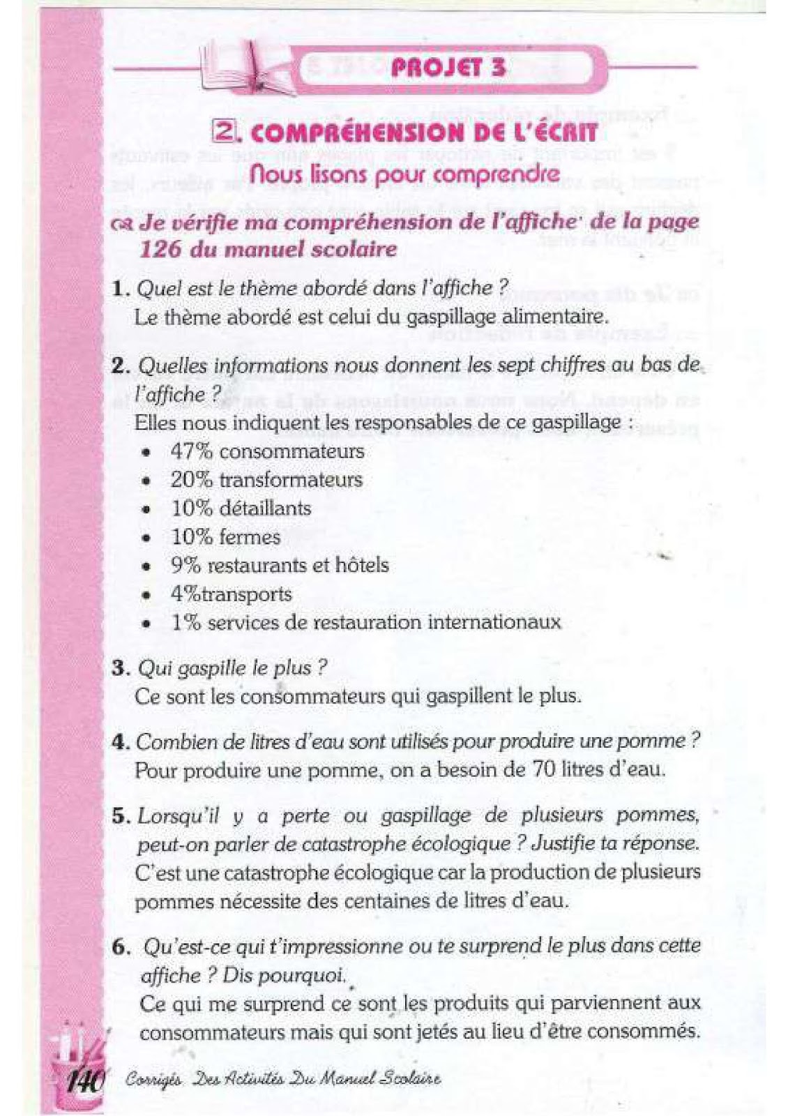 حل تمارين صفحة 126 الفرنسية للسنة الرابعة متوسط - الجيل الثاني