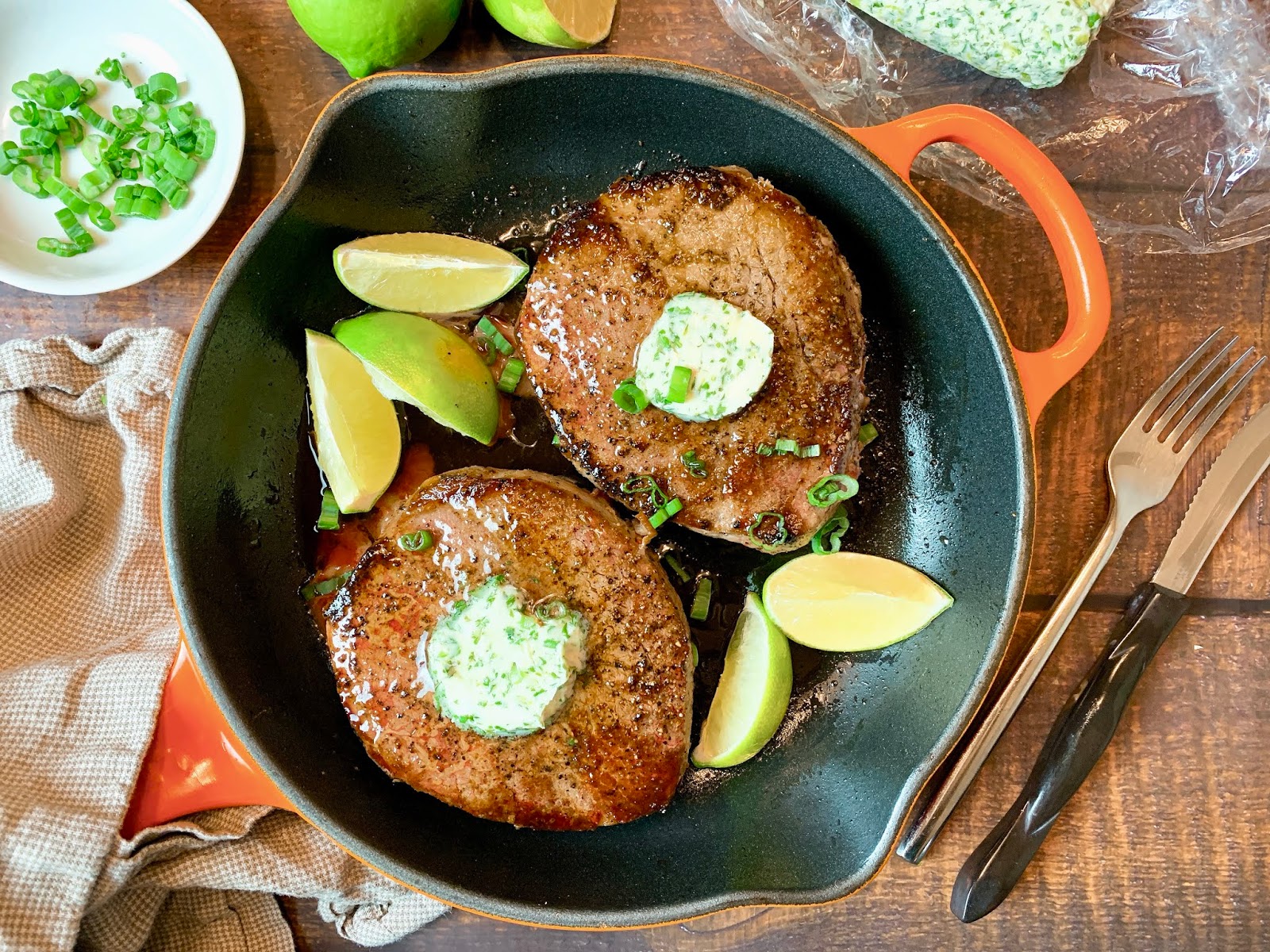 Steaks with CilantroLime Butter