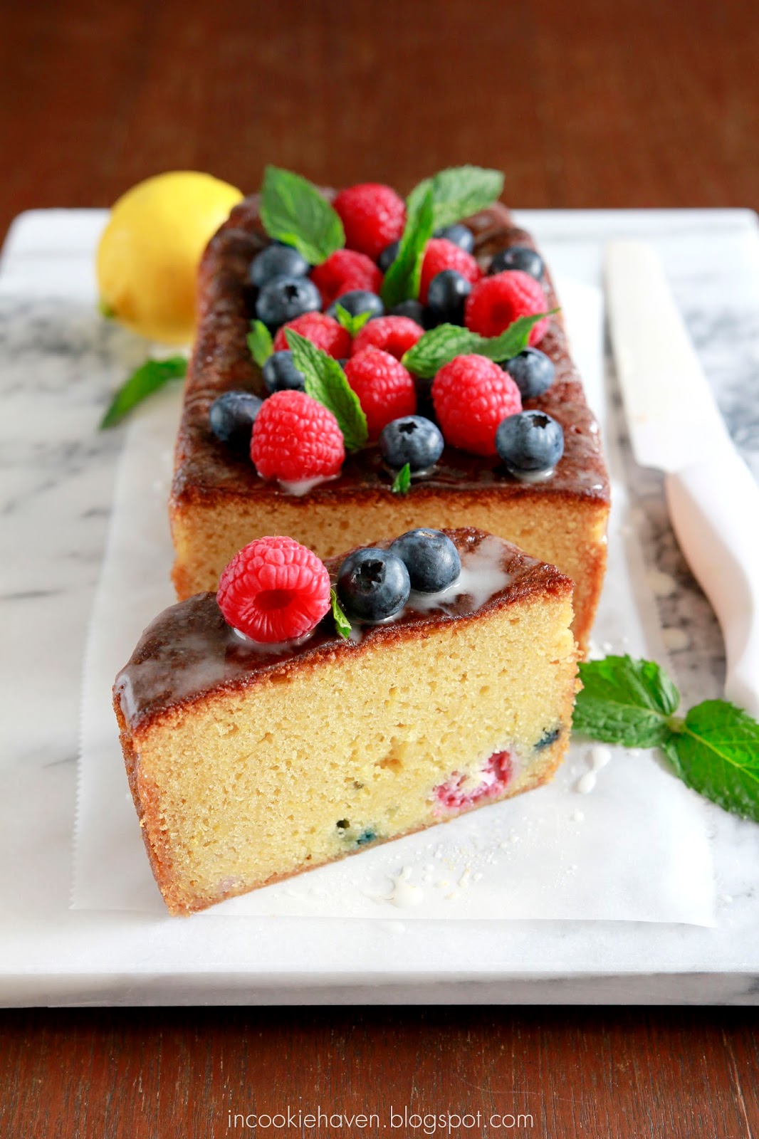 In Cookie Haven Honey Lemon Berry Filled Loaf Cake