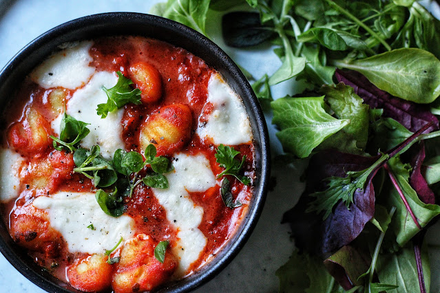 Chorizo Mozzarella Gnocchi Bake