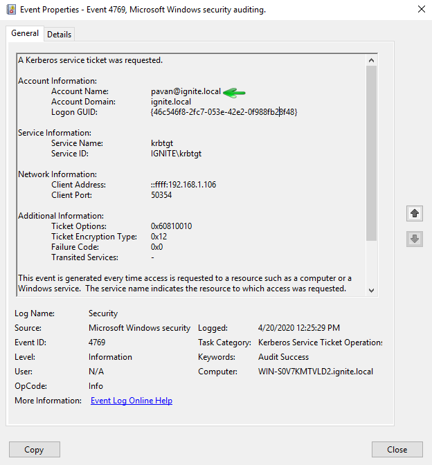 Golden Ticket attack for Domain Persistence
