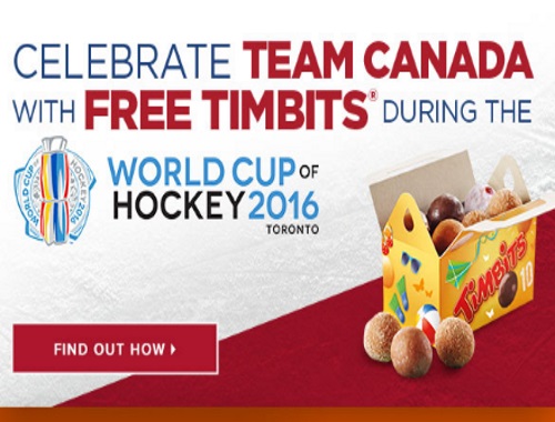 Tim Hortons Free Timbits World Cup of Hockey Offer Tim Hortons Free Timbits World Cup of Hockey Offer