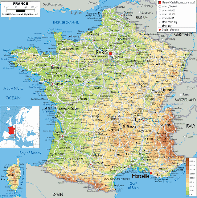 FRANCIA - MAPAS GEOGRÁFICOS DE FRANCIA