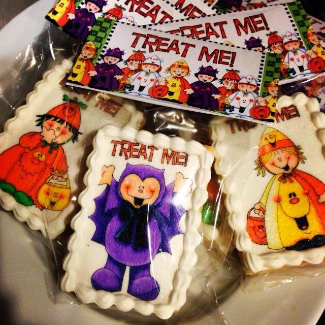 "Treat Me" edibles made by Carrie Lee Ingram Triner created from Annie Lang's Halloween Kids character collection