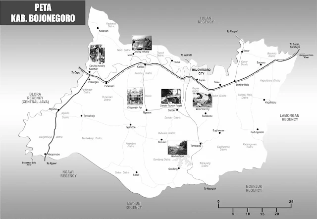 Gambar Peta Bojonegoro Hitam Putih