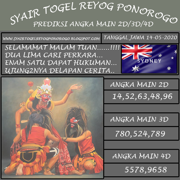 Syair Togel Reyog Ponorogo Pasaran Sydney Kamis 14 Mei 2020 SYAIR