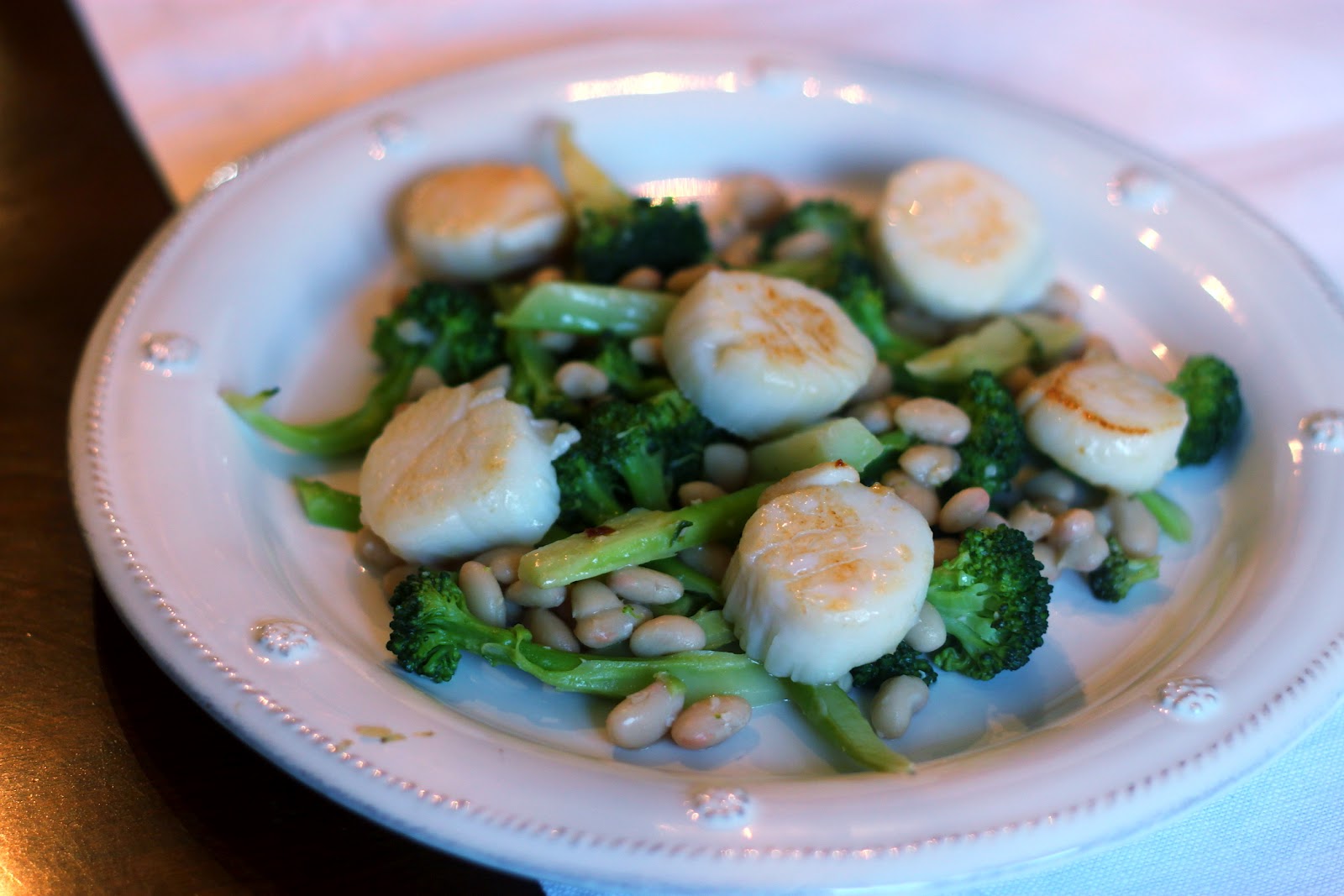 Confections from the Cody Kitchen Seared Scallops with Broccoli and Beans