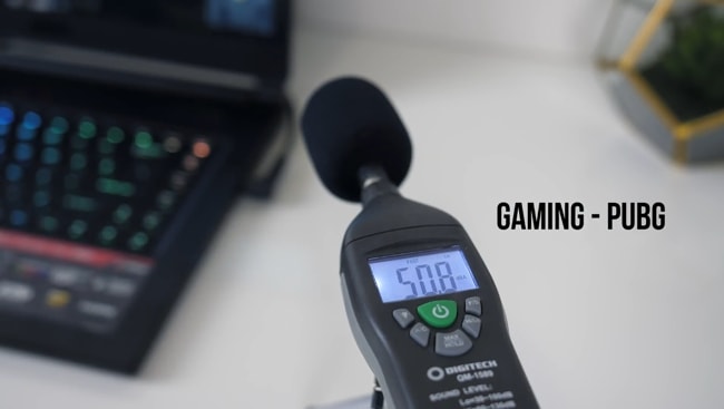 Fans noise was being tested during gaming and found 50.8dB. So, pretty louder than Legion 7i and Blade Pro 17.