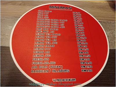 menu minuman Nasi Arab Damsyik